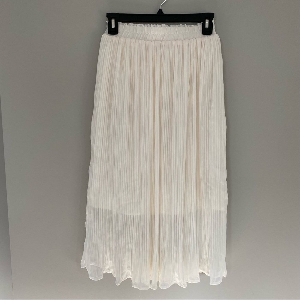 Oak + Fort Chiffon Pleated Midi Skirt